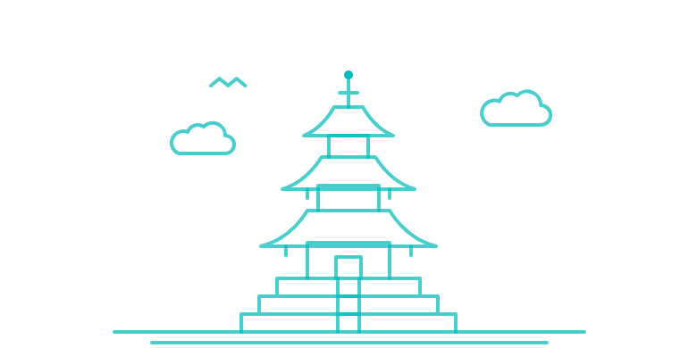 Newari pagoda temple line illustration