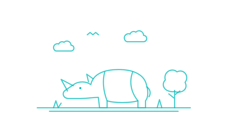One-horned rhino line illustration